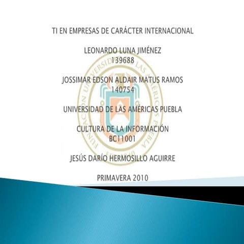 Ti en empresas de carácter internacional