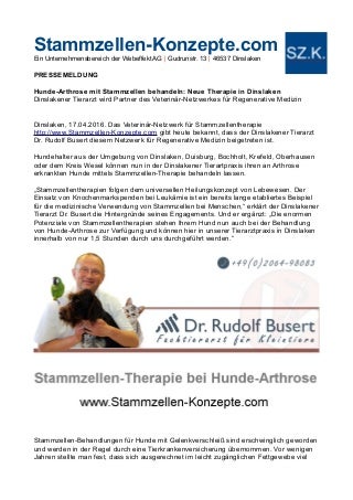 Hunde-Arthrose mit Stammzellen behandeln: Neue Therapie in Dinslaken Hunde-Arthrose mit Stammzellen behandeln: Neue Therapie in Dinslaken