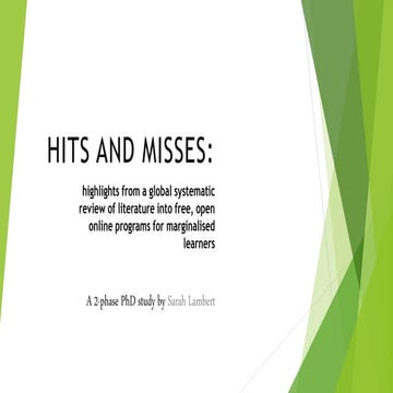 Hits and Misses: highlights from a global systematic review of literature into free, open online programs for marginalised learners