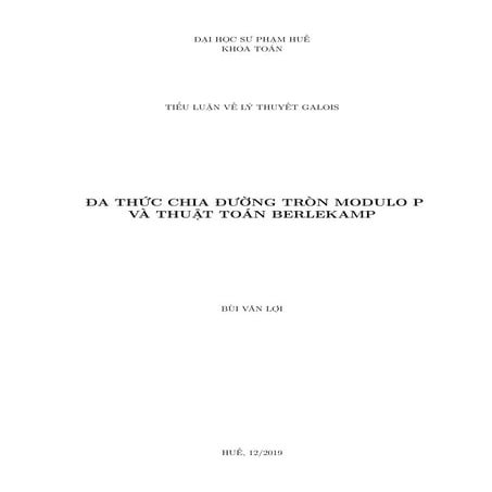 Thuật toán berlekamp và đa thức chia đường tròn modulo p