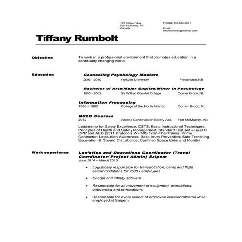 Tiffanyrumbolt resume | DOC | Medical Health