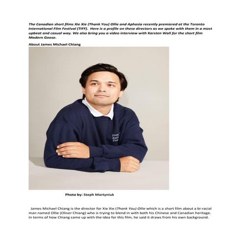 TIFF 2023 Interviews with Filmmakers James Michael Chiang and Marielle Dalpe