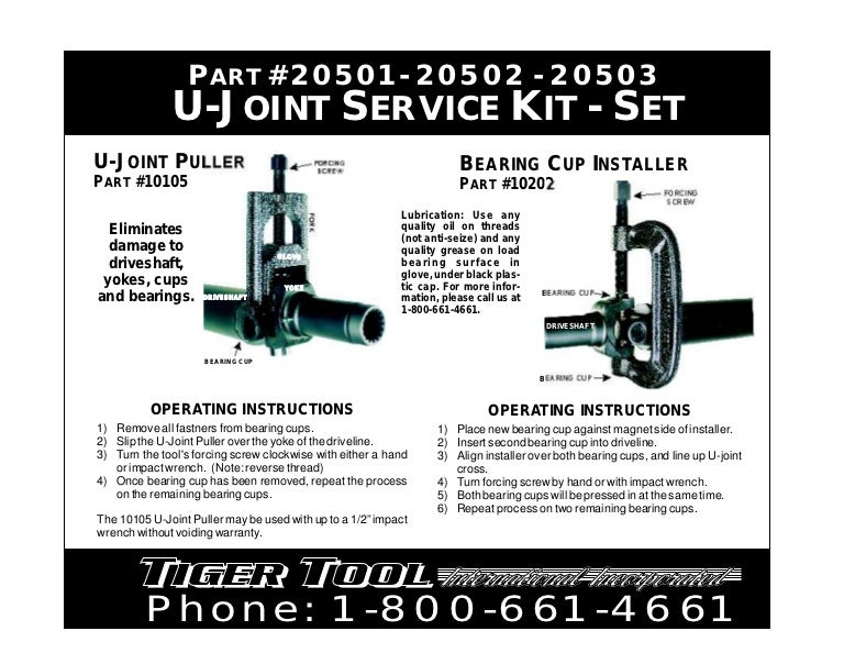 Tiger tool20503ujointservicekitinstructions