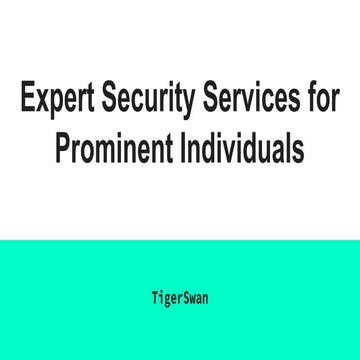 Tiger swan  Expert Security Services for Prominent Individuals