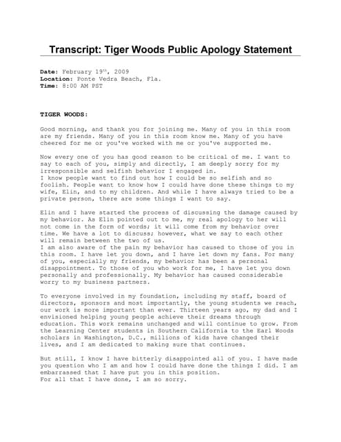 Tiger Woods Transcript