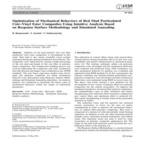 Optimization of Mechanical Behaviors of composites