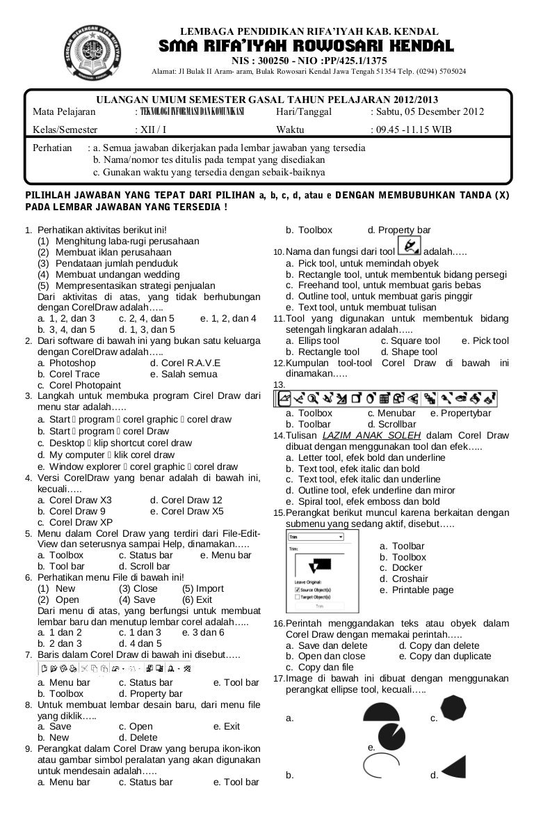 Soal UAS TIK SMA Semester 1