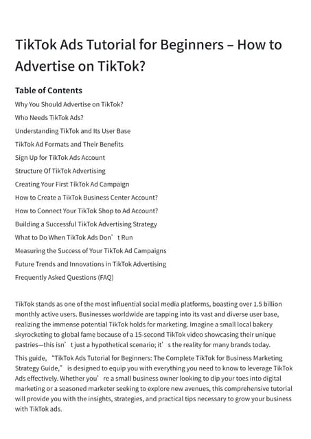 Tiktok Ads Tutorial For Beginners How To Advertise On Tiktok Pdf Tiktok Ads Tutorial For Beginners How To Advertise On Tiktok Pdf
