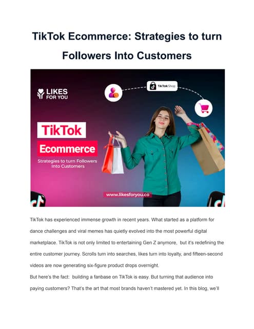 TikTok Ecommerce: Strategies to turn Followers Into Customers | PDF