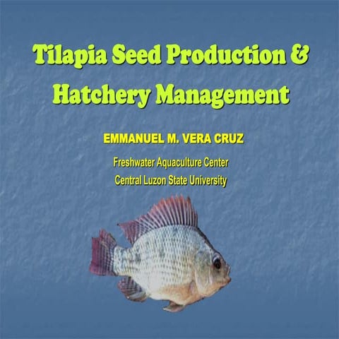Tilapia seed prodn &amp; hatchery  mgt