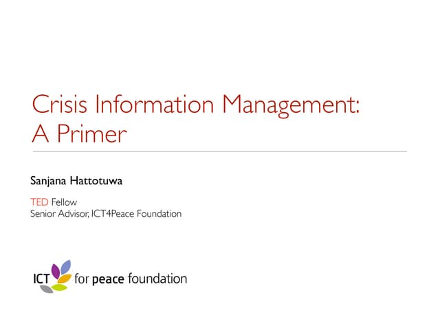 Crisis Information Management: A Primer