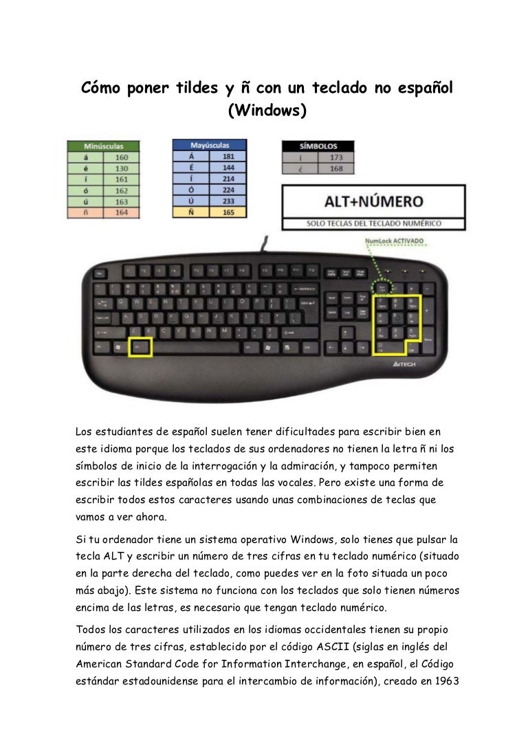 Aprender español: Cómo poner tildes y ñ con un teclado no español (Wi…