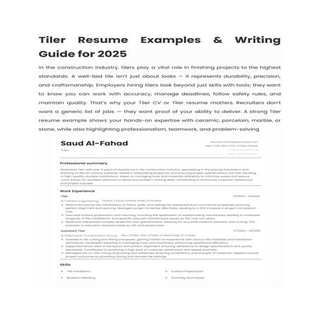 Plumber Resume Examples & Writing Guide for 2025 | PDF