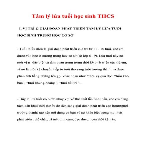 Tài liệu   tâm lý học thcs