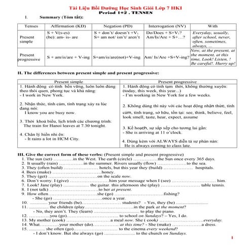 Tài liệu bồi dưỡng học sinh giỏi  tiếng anh lớp 7