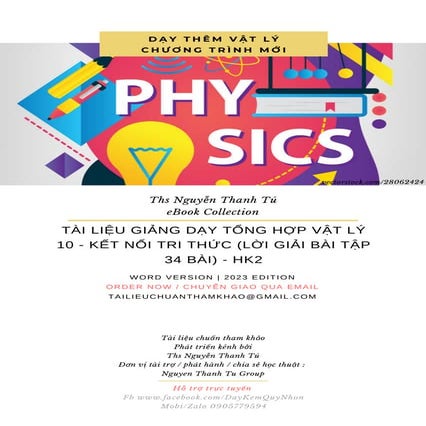 TÀI LIỆU GIẢNG DẠY TỔNG HỢP VẬT LÝ 10 - KẾT NỐI TRI THỨC (LỜI GIẢI BÀI TẬP 34...