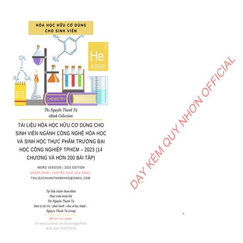 TÀI LIỆU HÓA HỌC HỮU CƠ DÙNG CHO SINH VIÊN NGÀNH CÔNG NGHỆ HÓA HỌC VÀ SINH HỌC THỰC PHẨM TRƯỜNG ĐẠI HỌC CÔNG NGHIỆP TPHCM – 2023 (14 CHƯƠNG VÀ HƠN 200 BÀI TẬP).pdf