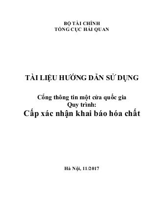 Tài liệu hướng dẫn sử dụng cổng thông tin một cửa quốc gia Cấp Giấy xác nhận khai báo hóa chất