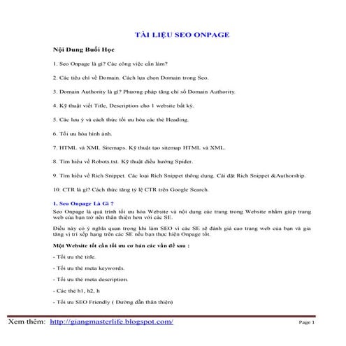 Tài liệu seo onpage