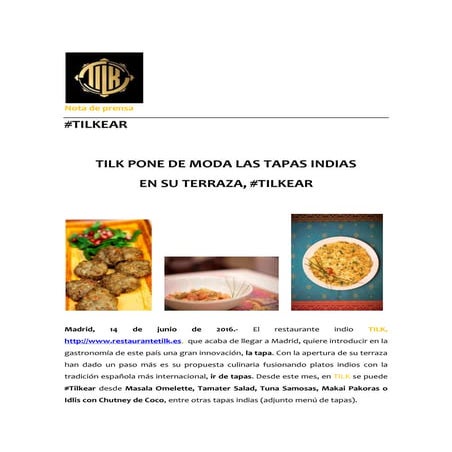 Tilk pone de moda las tapas indias en su terraza