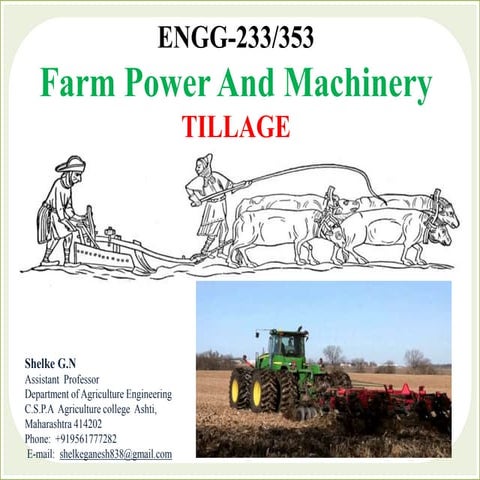 Farm Power And Machinery  TILLAGE