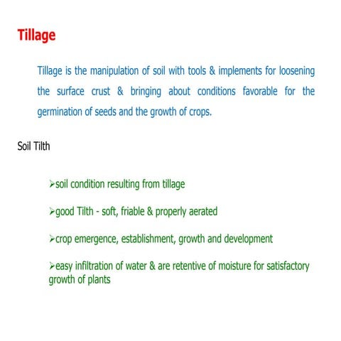 Tillage Practices and types