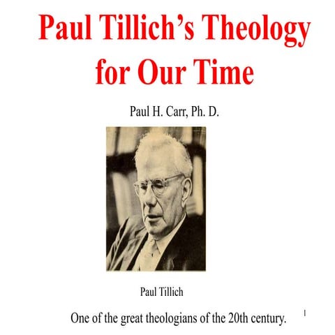 Paul Tillich's Theology for Our Time