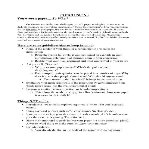 Tillie - Conclusions