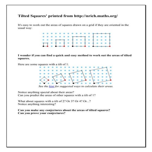 Tilted squares student sheet