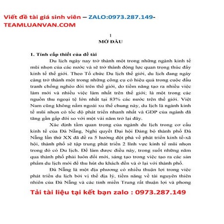 Đề Tài Luận VănPhát triển sản phẩm du lịch tại thành phố Đà Nẵng.doc