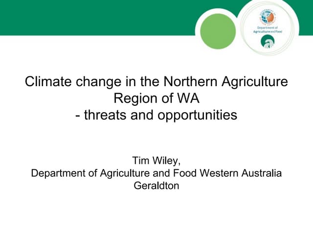 Farming Deep In Climate Change: The West Australia Experience
