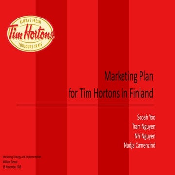 Marketing Plan for Tim Hortons in Finland | PDF