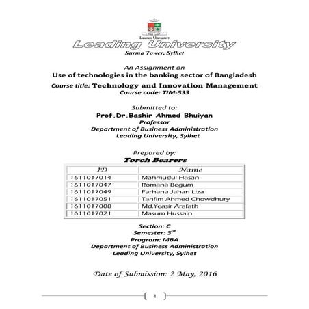 Use of technologies in the banking sector of Bangladesh