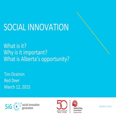 United Way Central Alberta Presentation: Tim Draimin on Social Innovation (12 March, 2015)