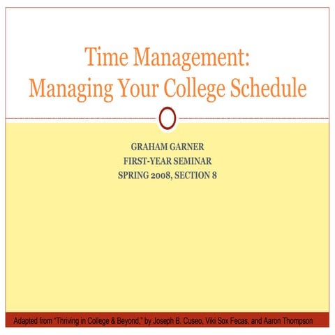 Time Management Fys Spring 2008