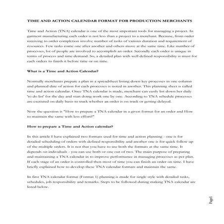 Time and Action planning (TNA) | PPTX