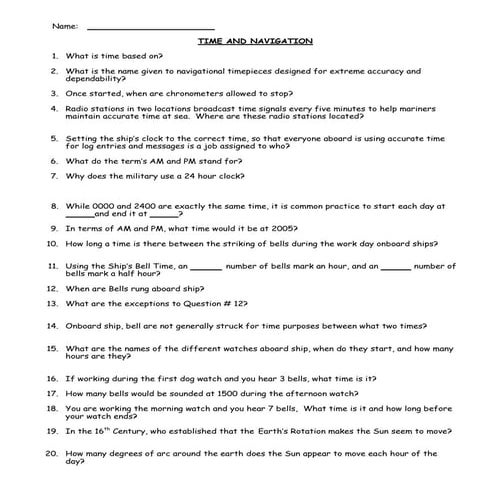 Time and Navigation Notes