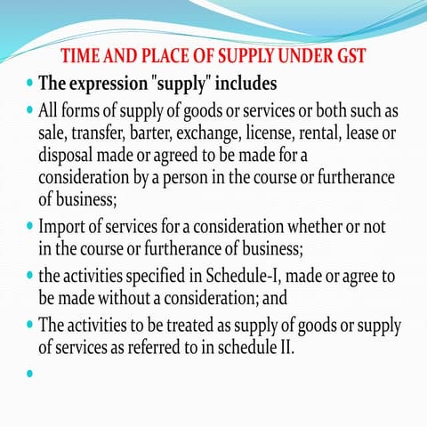 time and place of spply Calicut University income tax and GST