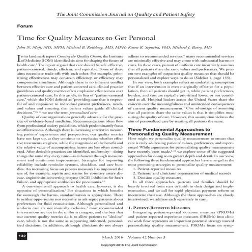 Time for Quality Measures to Get Personal | PDF