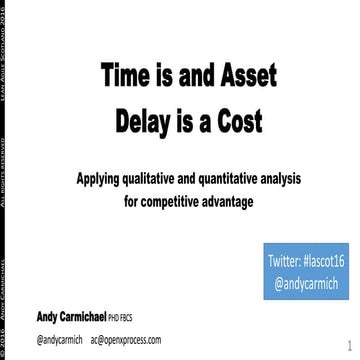 Time is an asset. delay is a cost. 