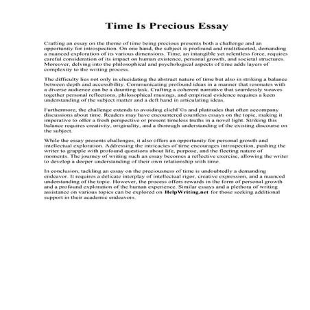 Time Is Precious Essay. Universidad Cristiana Logos | PDF