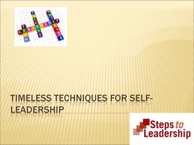 Timeless techniques for self leadership