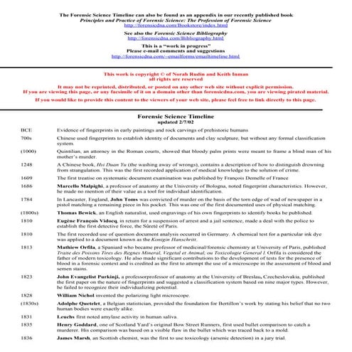 Timeline of forensic science