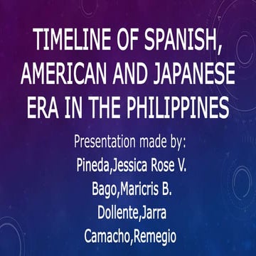Timeline of spanish, american and japanese era