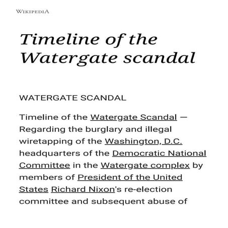 Timeline of the watergate scandal wikipedia | PDF