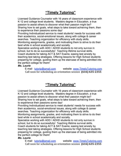 Timely tutoring