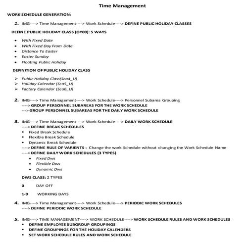 Time management confguration