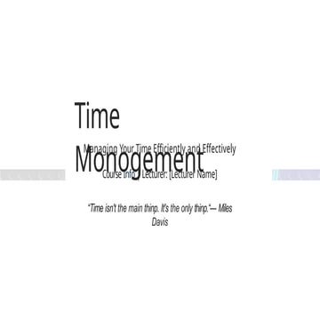 Time Management Course for Certificate Level | PPTX