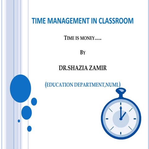 Time management in classroom by DR.SHAZIA ZAMIR,NUML.