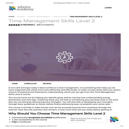 Time management skills level 2 - Adams Academy